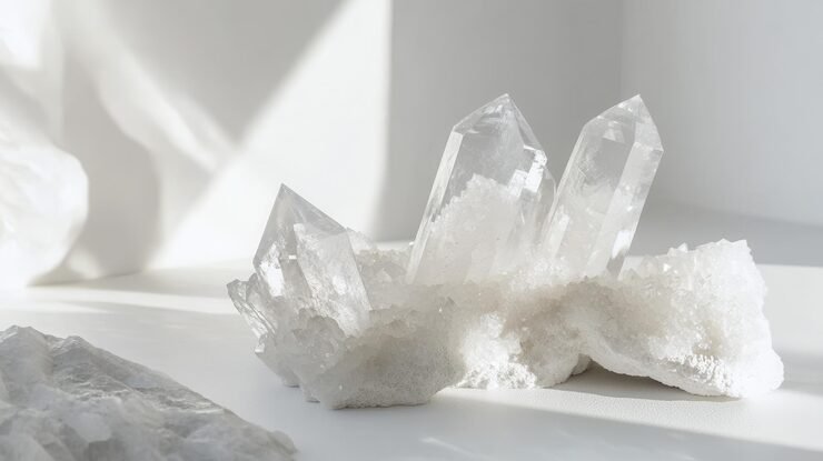groupe cristaux quartz clairs surface claire mettant valeur leur beaute naturelle 658005 14067